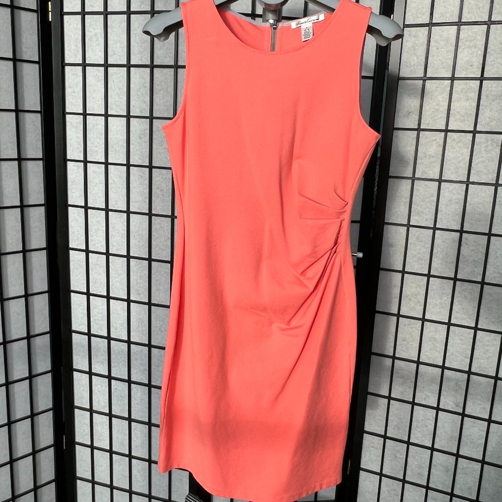Kenneth Cole New York Size 6 Coral Dress Stretch Sheath with Detail Back Zipper